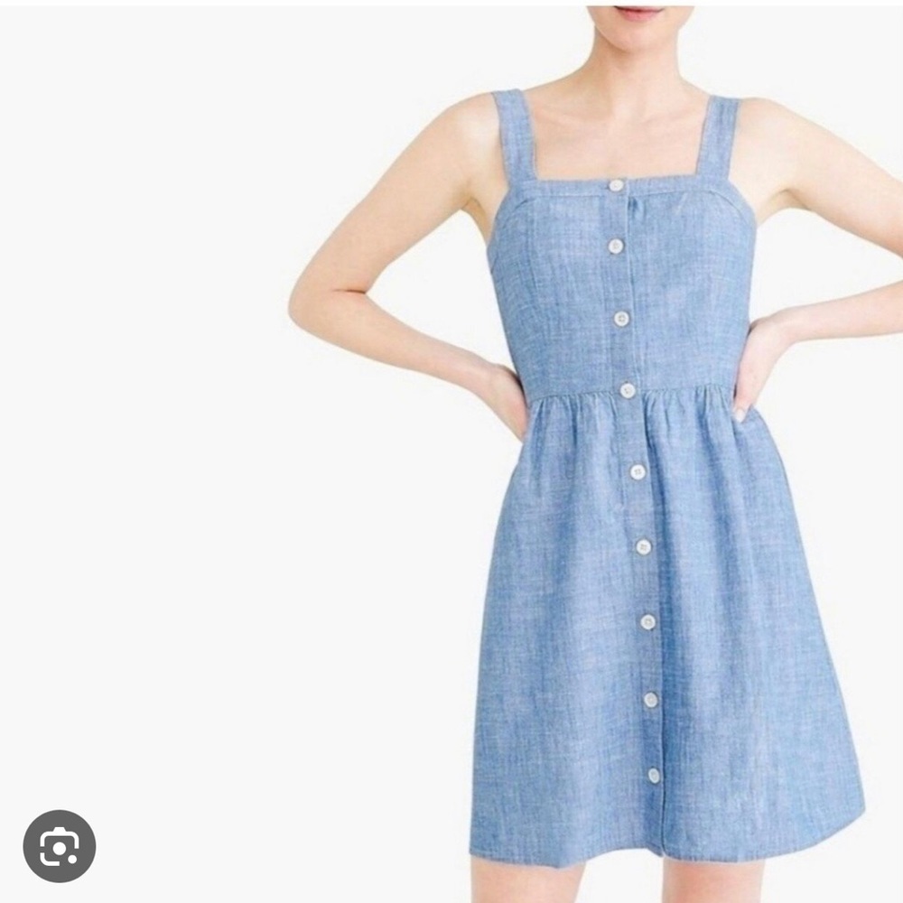 J. Crew Chambray Sleeveless Full Button Up Down Summer Mini Apron Dress Size 24